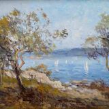 Marine painting HST “Edge of the Mediterranean” signed + frame