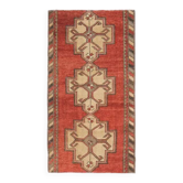 1970s Turkish Oushak Handmade Wool Cotton Red Area Rug 107x200