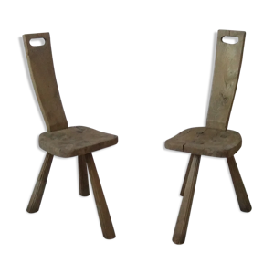 Paire de chaises tripodes années