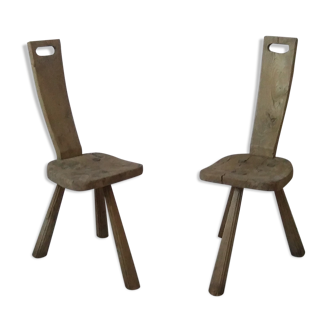 Paire de chaises tripodes années 60