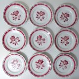 9 flat plates in FB Digoin pink earthenware