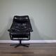Norwegian Skoghaug industries vintage black leather swivel reclining chair