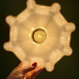 Suspension abat-jour vintage en opaline jaune