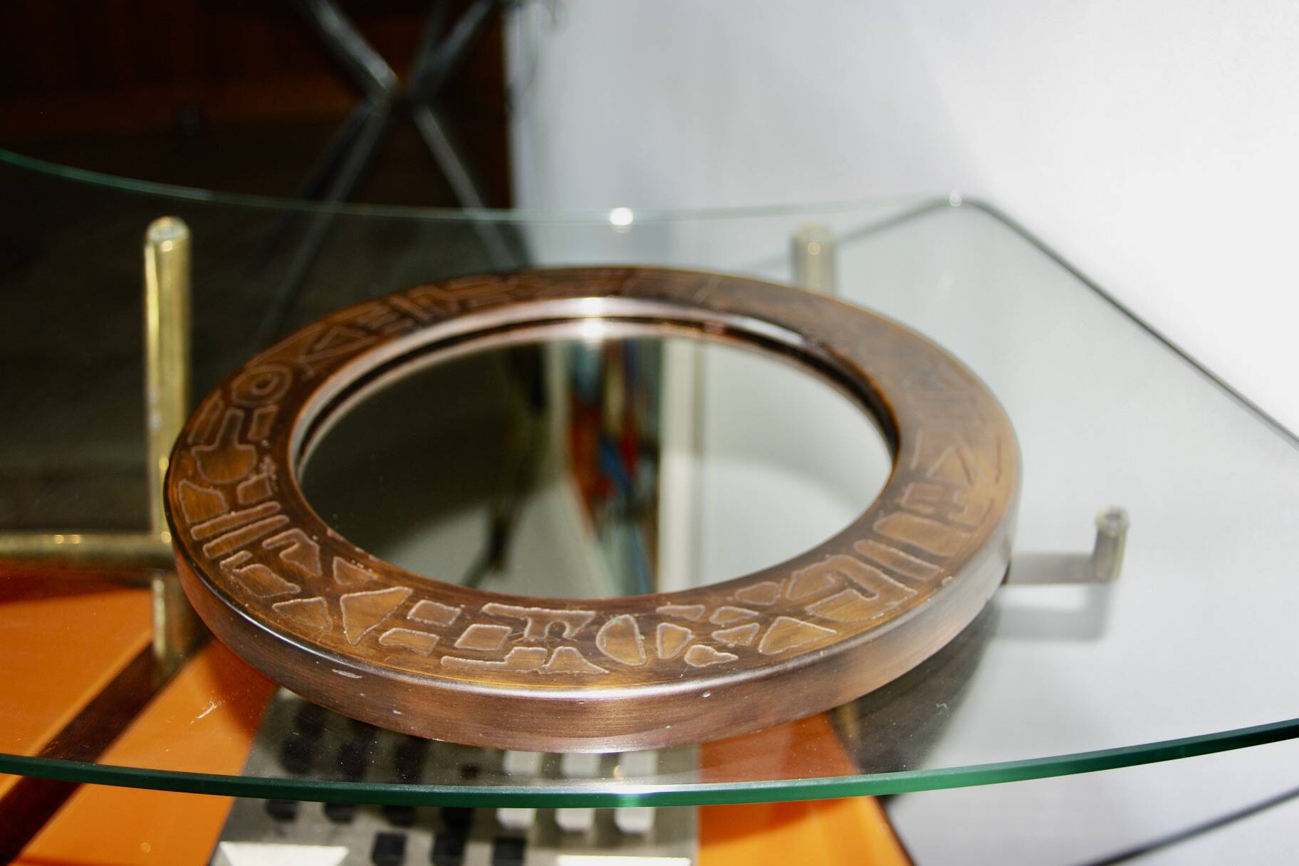 Vintage round copper mirror by marco fugeri 1960