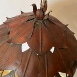 1970s metal chandelier Hans Kogl leaf patterns
