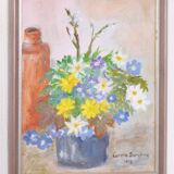 Original Swedish Oil on Canvas – “Vase of Flowers” by Carola Bergling