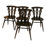 Set of 4 ercol english fleur-de-lis chairs 1960