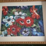 Framed painting 35X28 cm Anemones