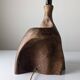 Sculptural table lamp in carved olive wood, organic modern 1970s