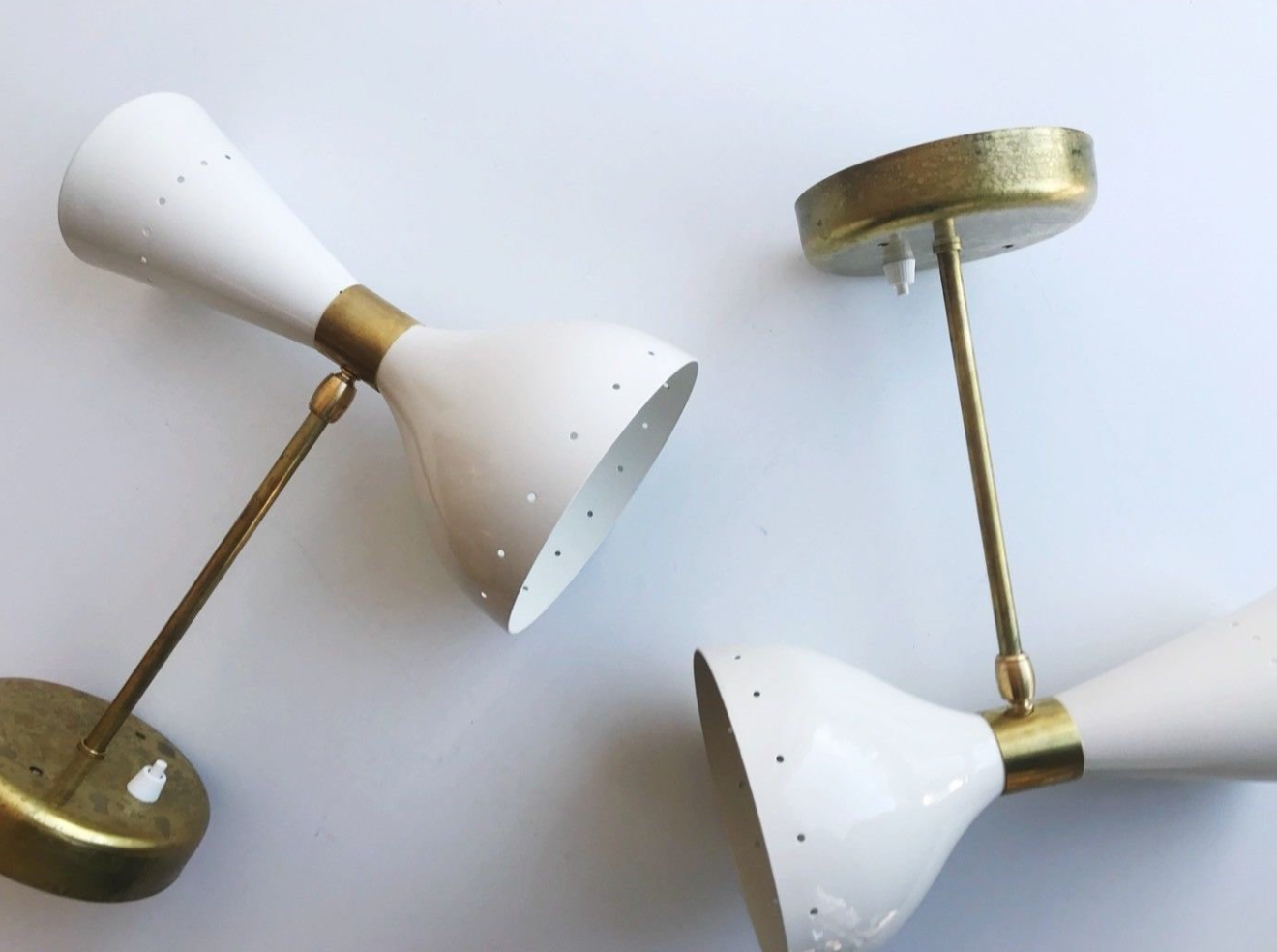 Pair italian wall lightstyle years 50's white ivory