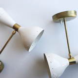 Pair italian wall lightstyle years 50's white ivory