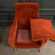 Pair of Scandinavian work armchairs from the 60s in velvet and compass legs