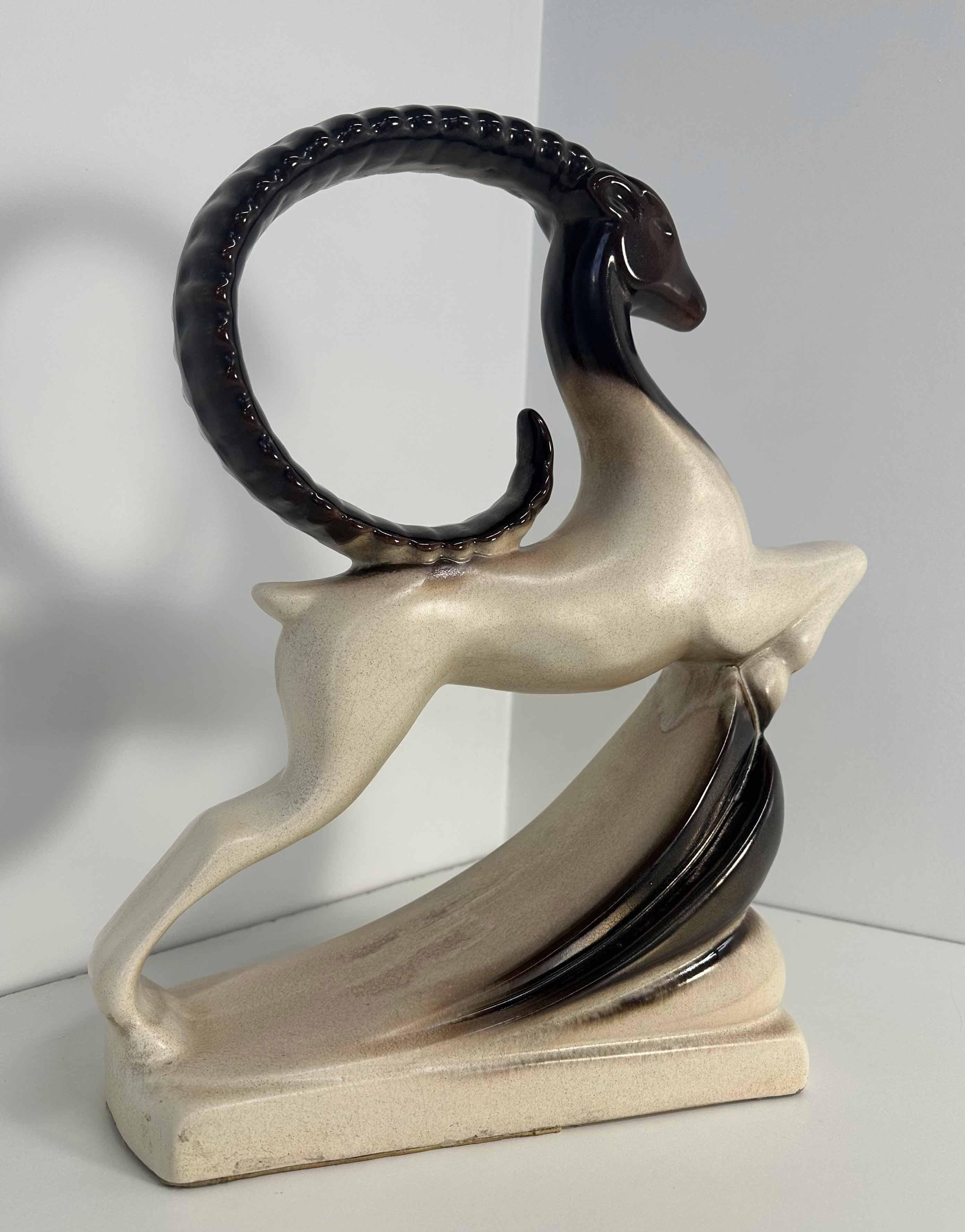 Large ceramic ram in Art Deco style by One Royal Art Art Brown and Whiting, 1960