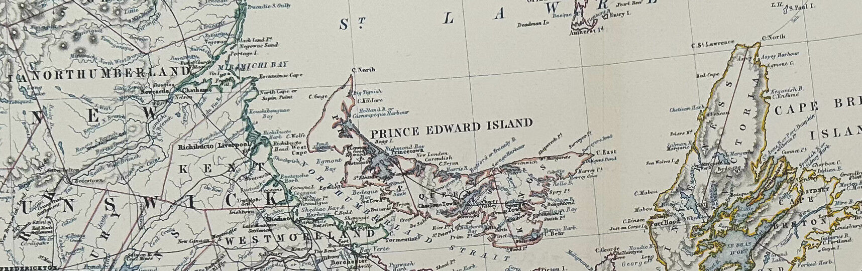 Antique Map of Canada (Eastern Sheet) circa 1869 Keith Johnston Royal Atlas Hand coloured map