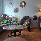 Vallauris table basse signé drac 1960 bois faïence acier