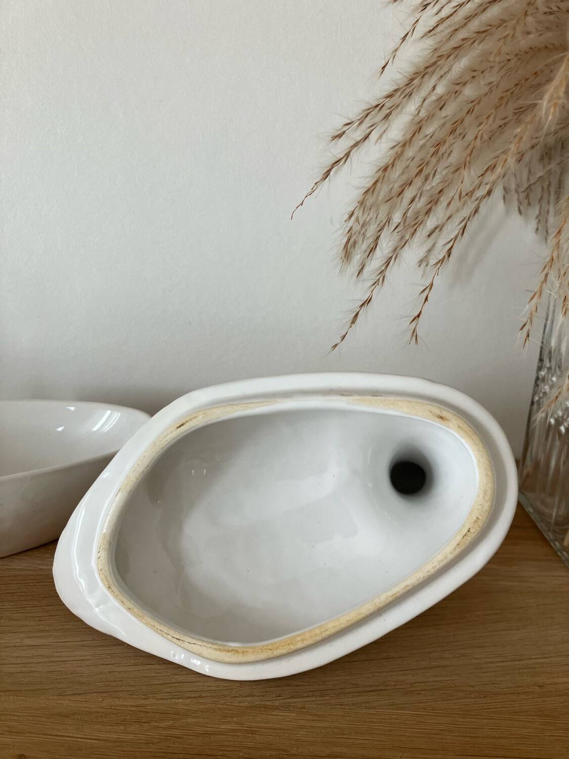 Vintage-beautiful earthenware terrine-white goose