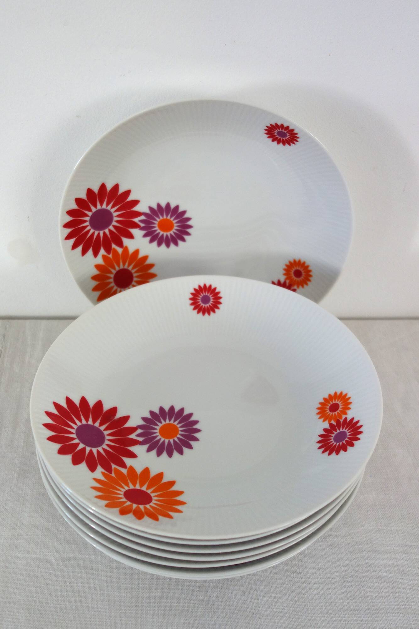 8 Assiettes Creuses Seltmann Weiden West Germany 70's