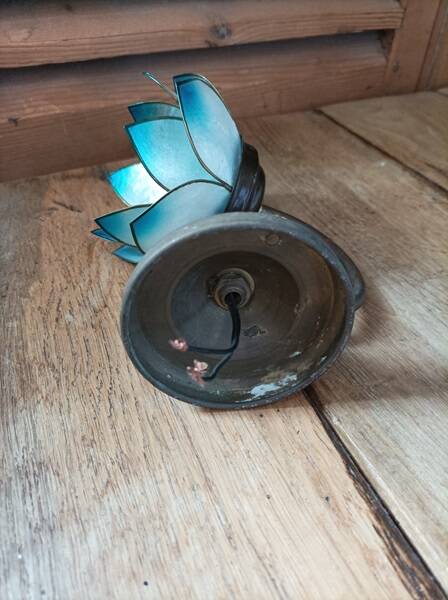 Wall lamp lotus flower petal blue mother-of-pearl base gold patinated dp 1123218