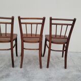 Série de 3 chaises de bistrot signé Thonet ancienne
