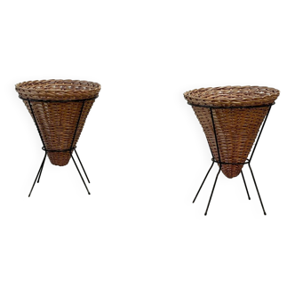 Set of two rattan baskets