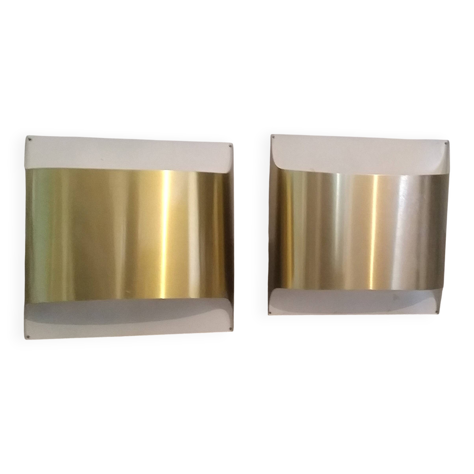 Pair of Staff 1970 wall lights in gold color