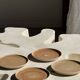 Set of 4 hand-painted Pornic stoneware plates D21