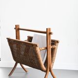 Vintage wicker and rattan magazine rack