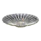 Grand plat rond ancien en verre pressé-moulé