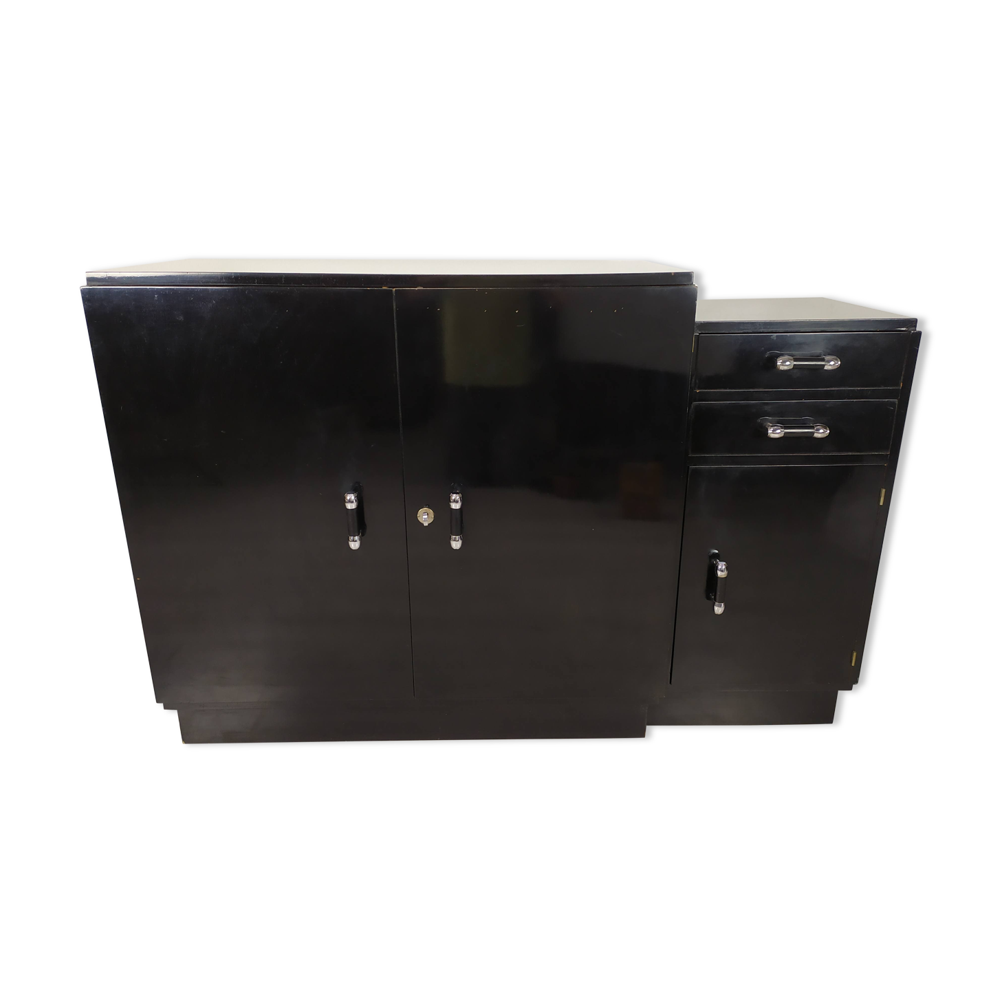 Modernist art deco black lacquered buffet