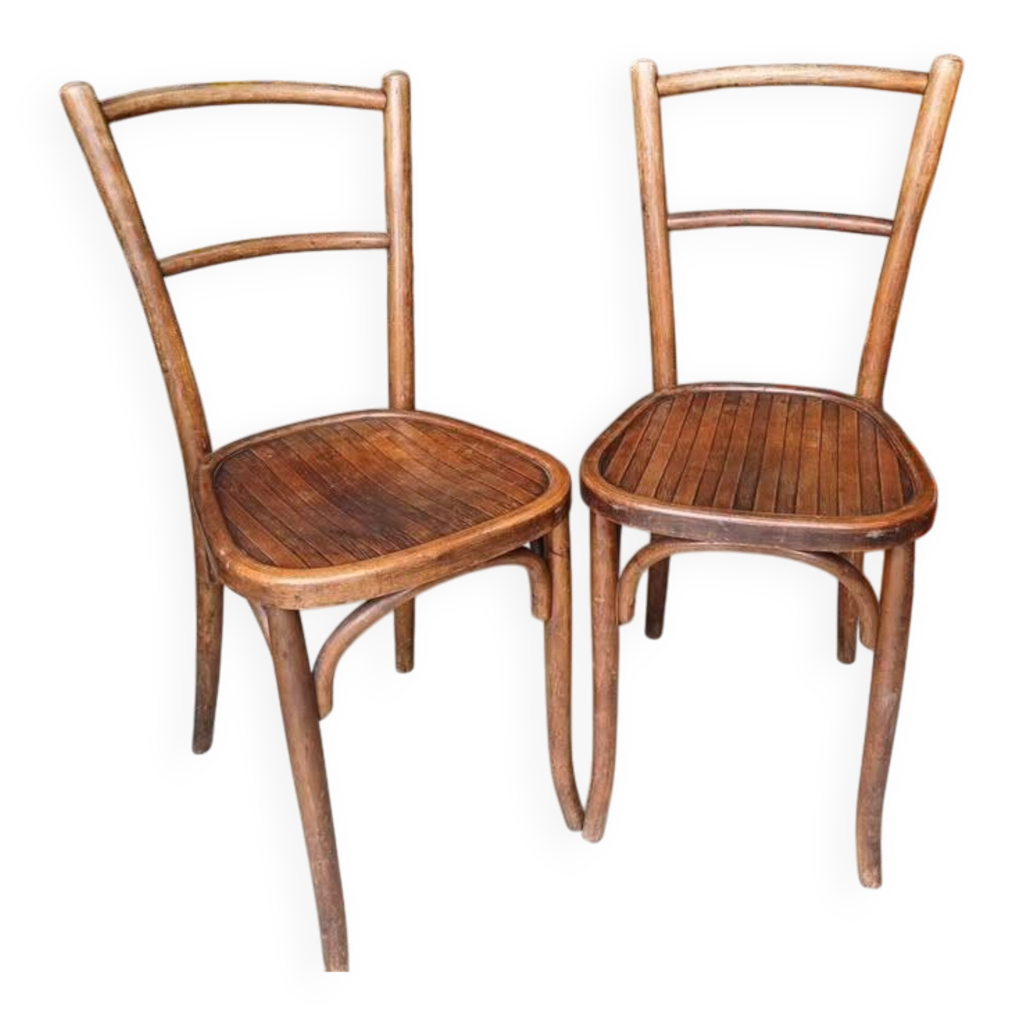 Pair of vintage bistro chairs in bent wood – Baumann / Thonet style