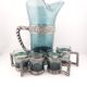 Hadeland Glass pitcher by Willy Johansson, pewter holder, vintage