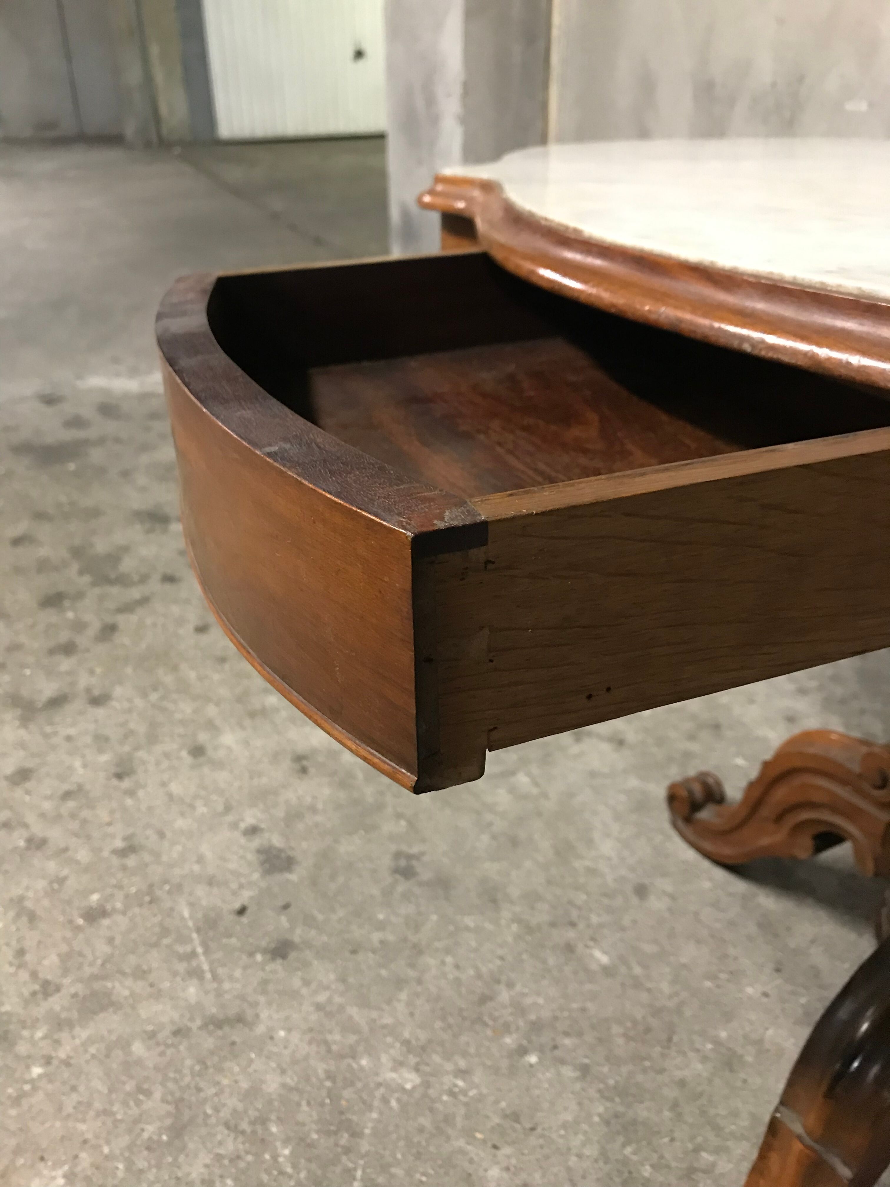 Side table Louis Philippe walnut and marble