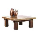 Large Rustic Vintage Brutalist Coffee Table in Oak