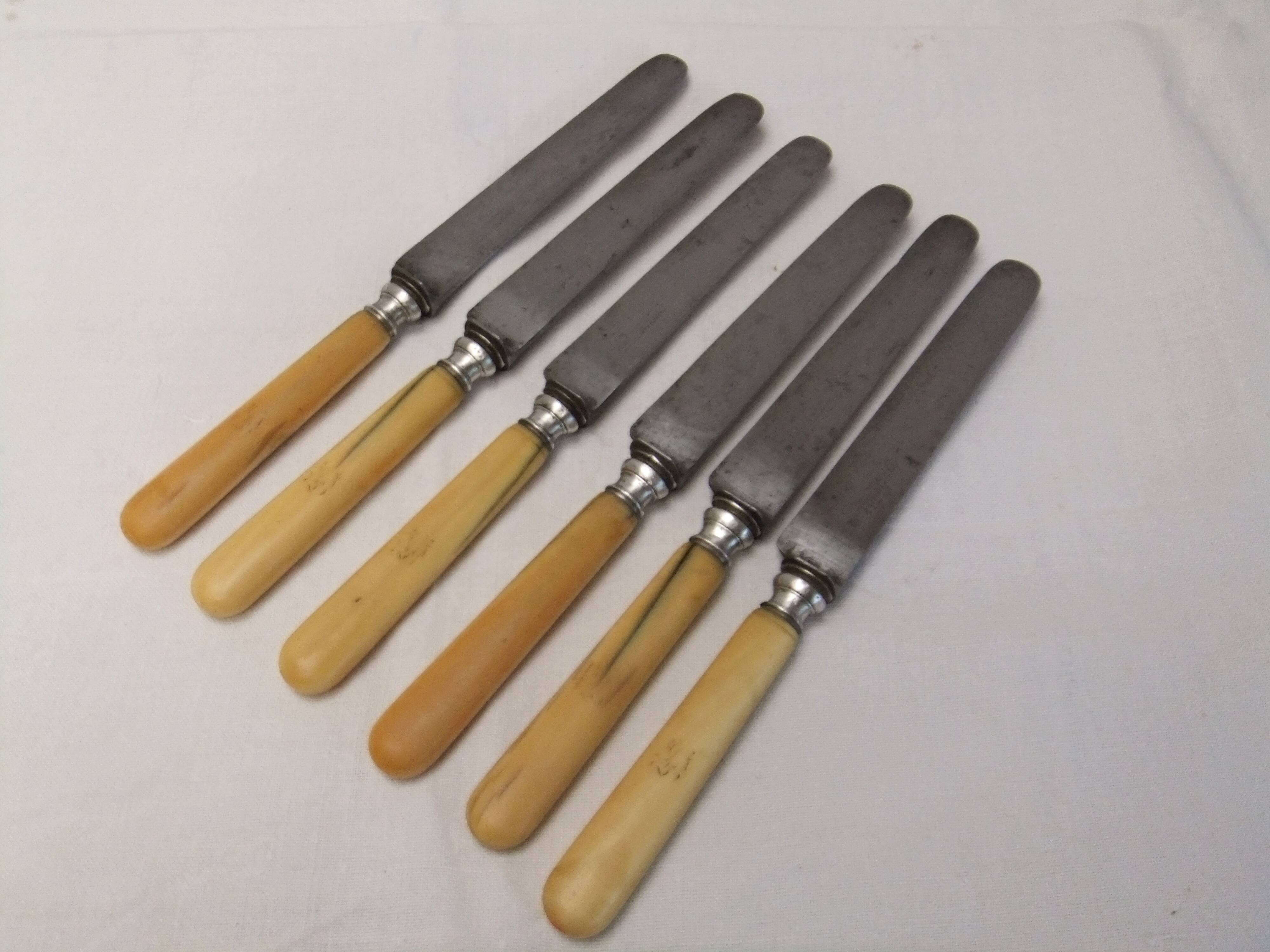 Old cutlery table knives Touron Edme Parisot