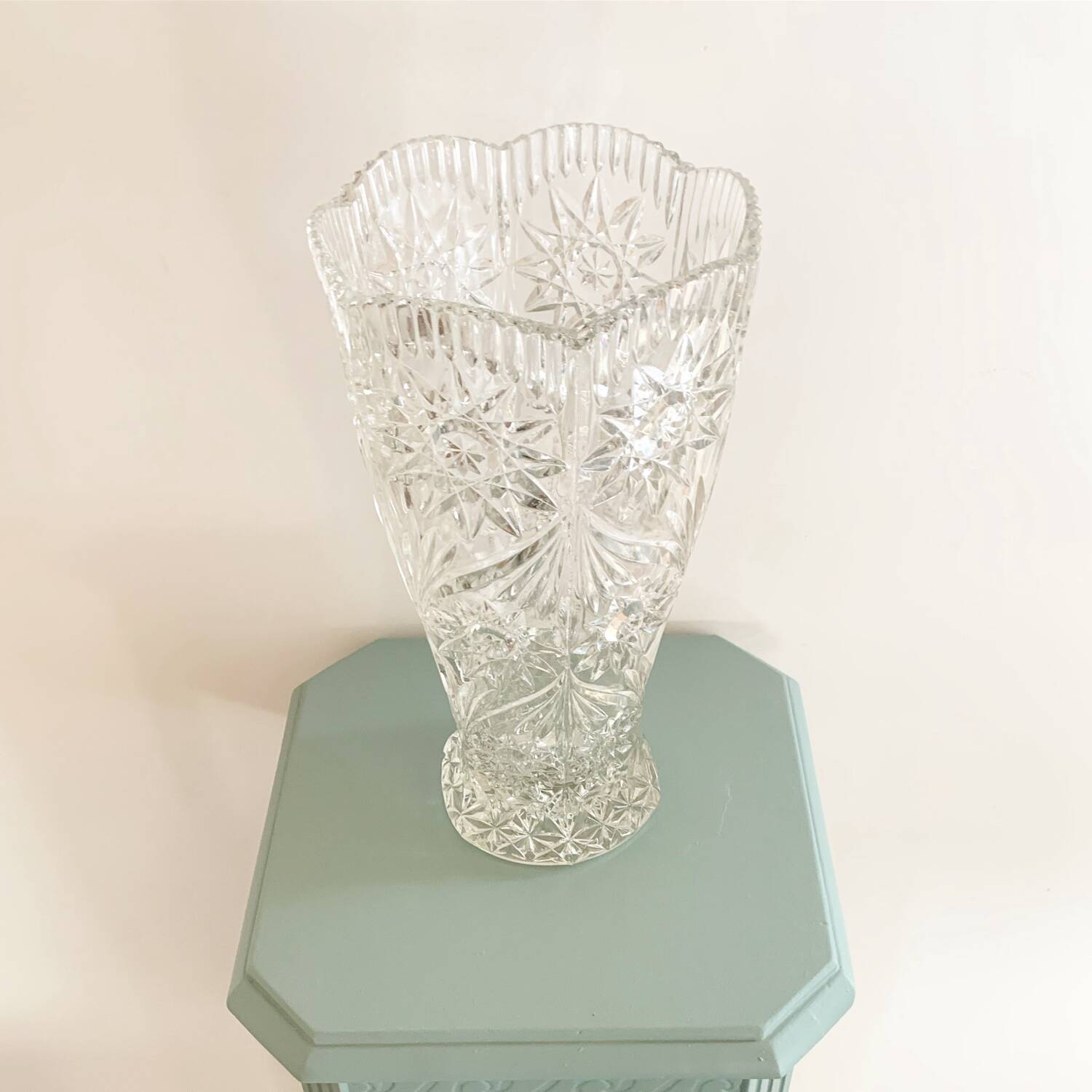 Chiseled crystal vase