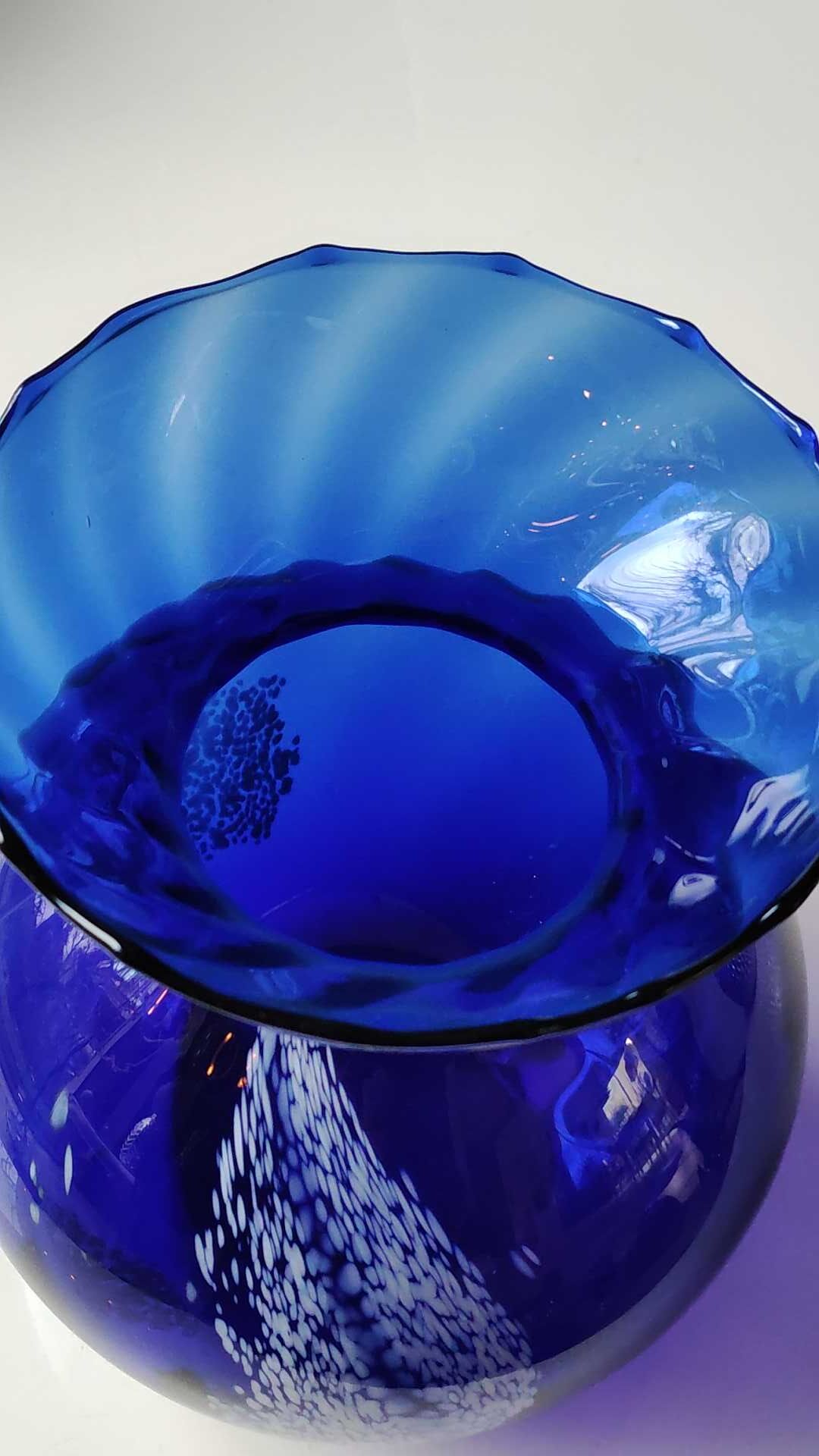 Vase shape vintage ball blown glass with frill