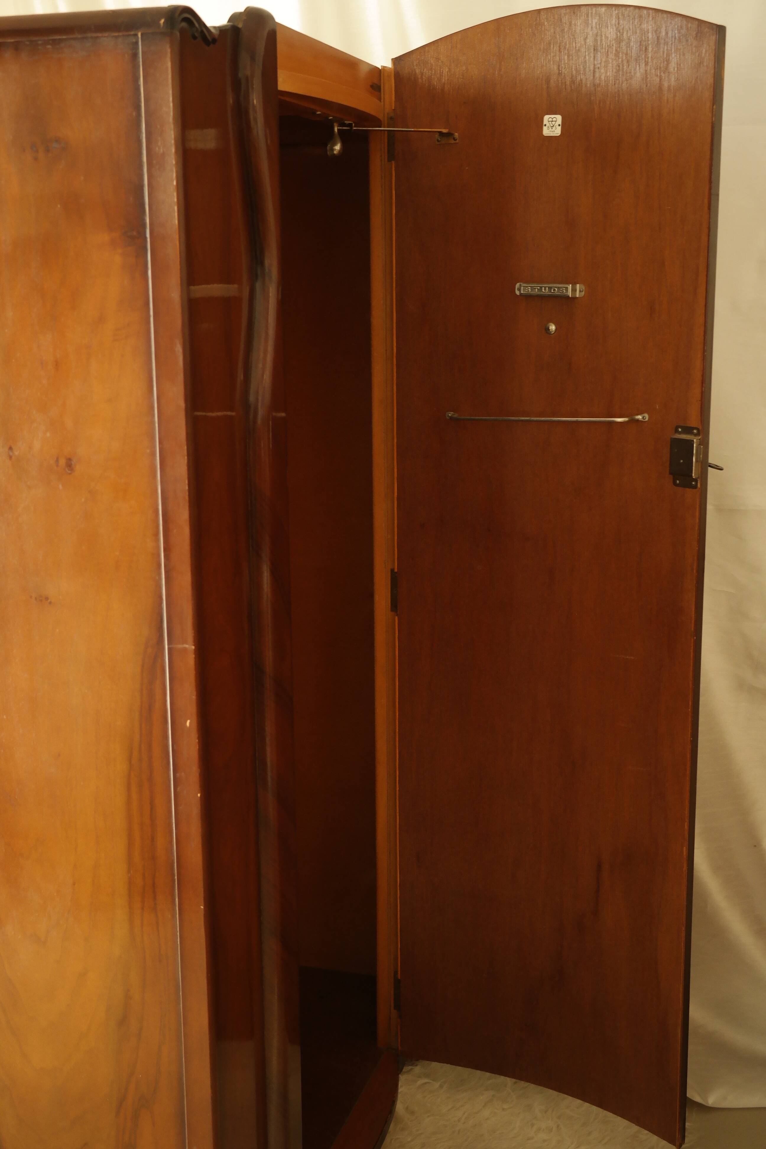 English art deco student wardrobe in walnut