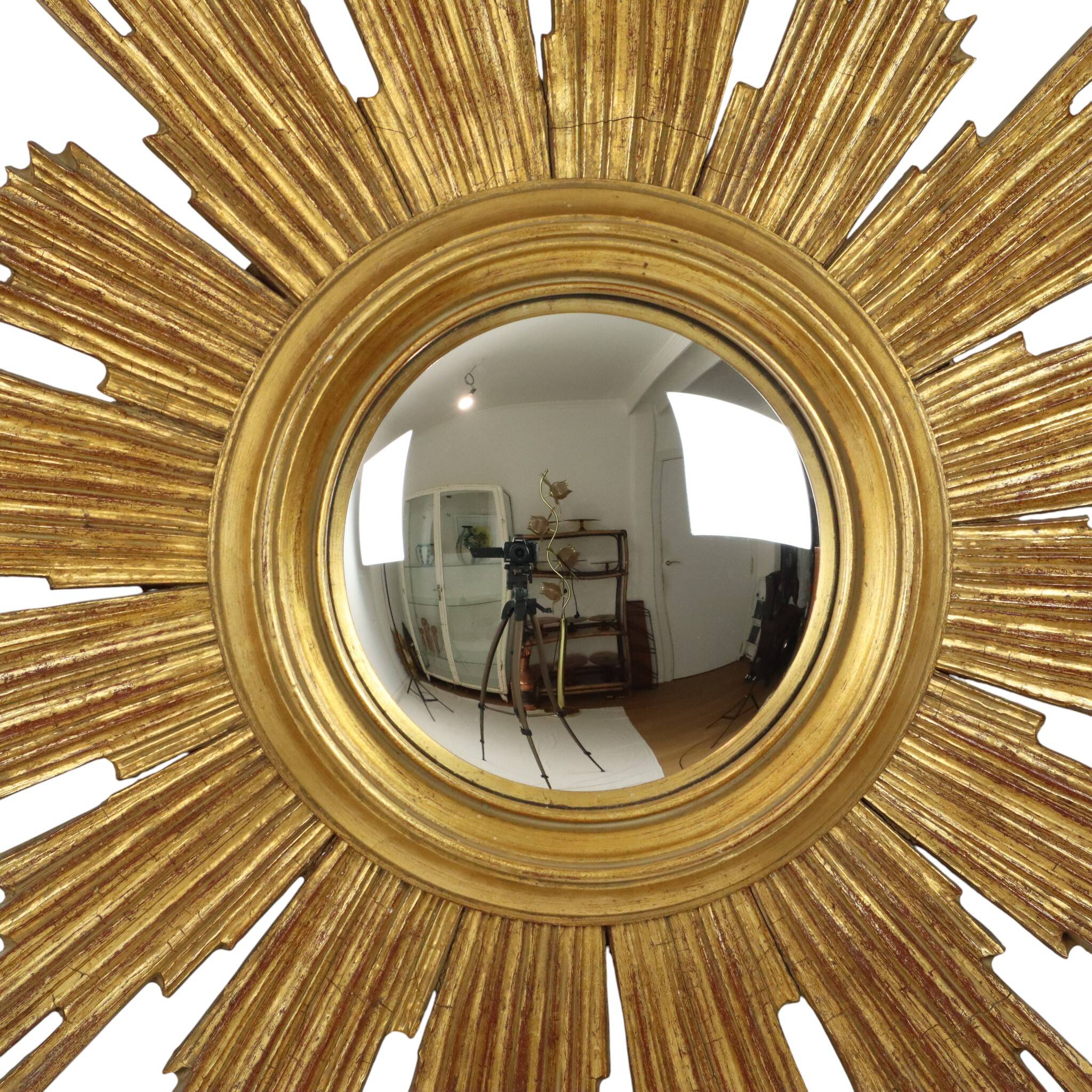 Large Deknudt Sunburst Gold Leaf Sun Mirror Sixties