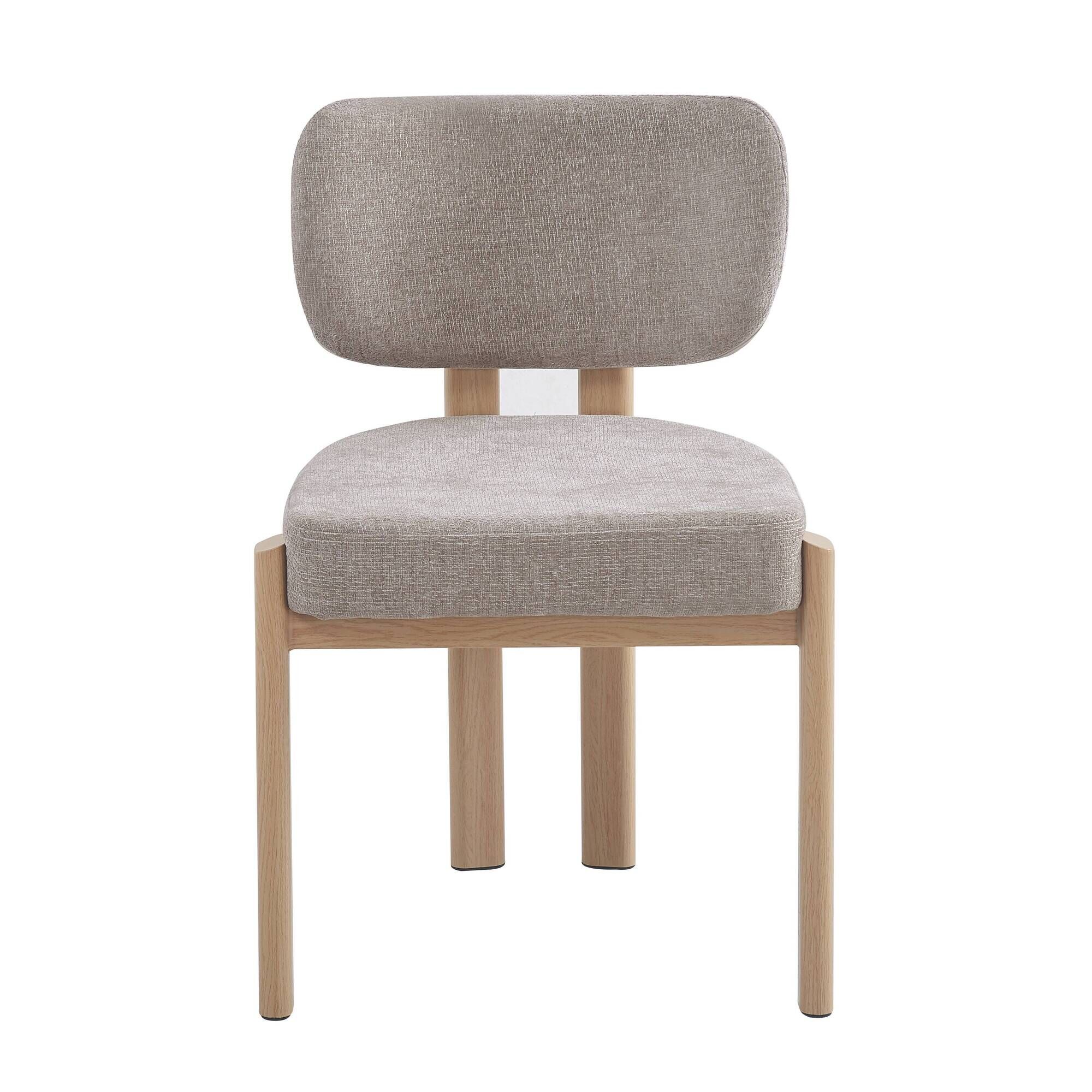 Chaise baguette pied effet bois tissus serge chenille beige