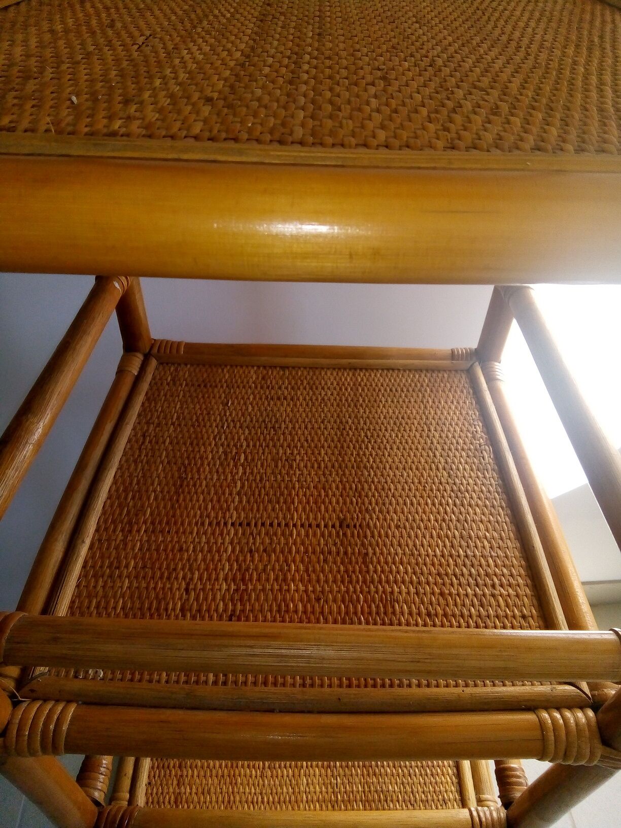Rattan and bamboo shelf