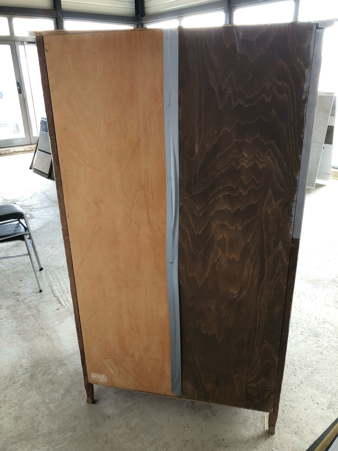 Wooden cabinet with wardrobe and shelves
