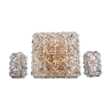 Large gold-plated & crystal glass flush mount light from kinkeldey, 1970s