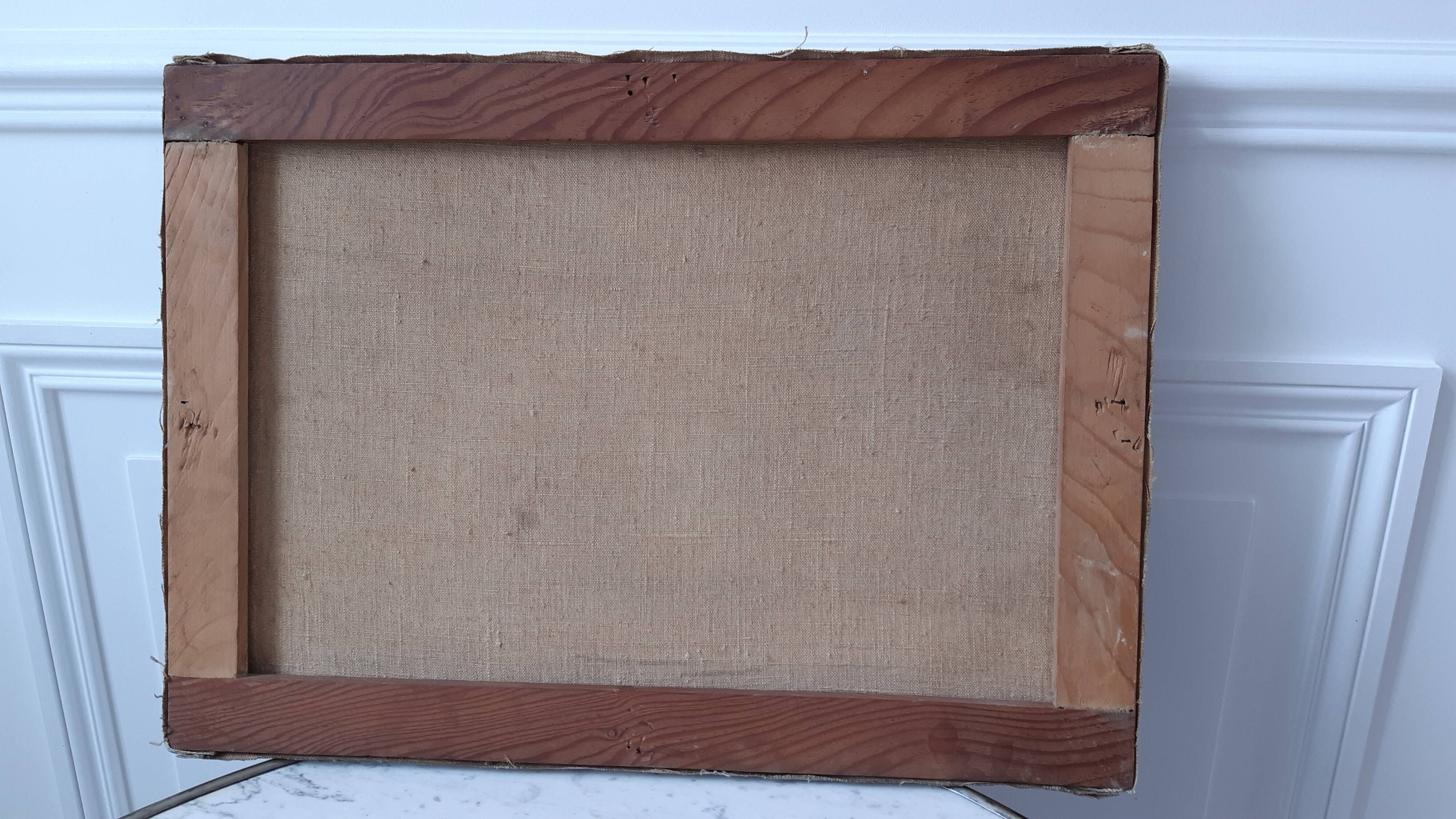 Oil painting on canvas port castle signed 1952