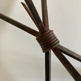 Brutalist beaten-iron campaign candlestick 1970