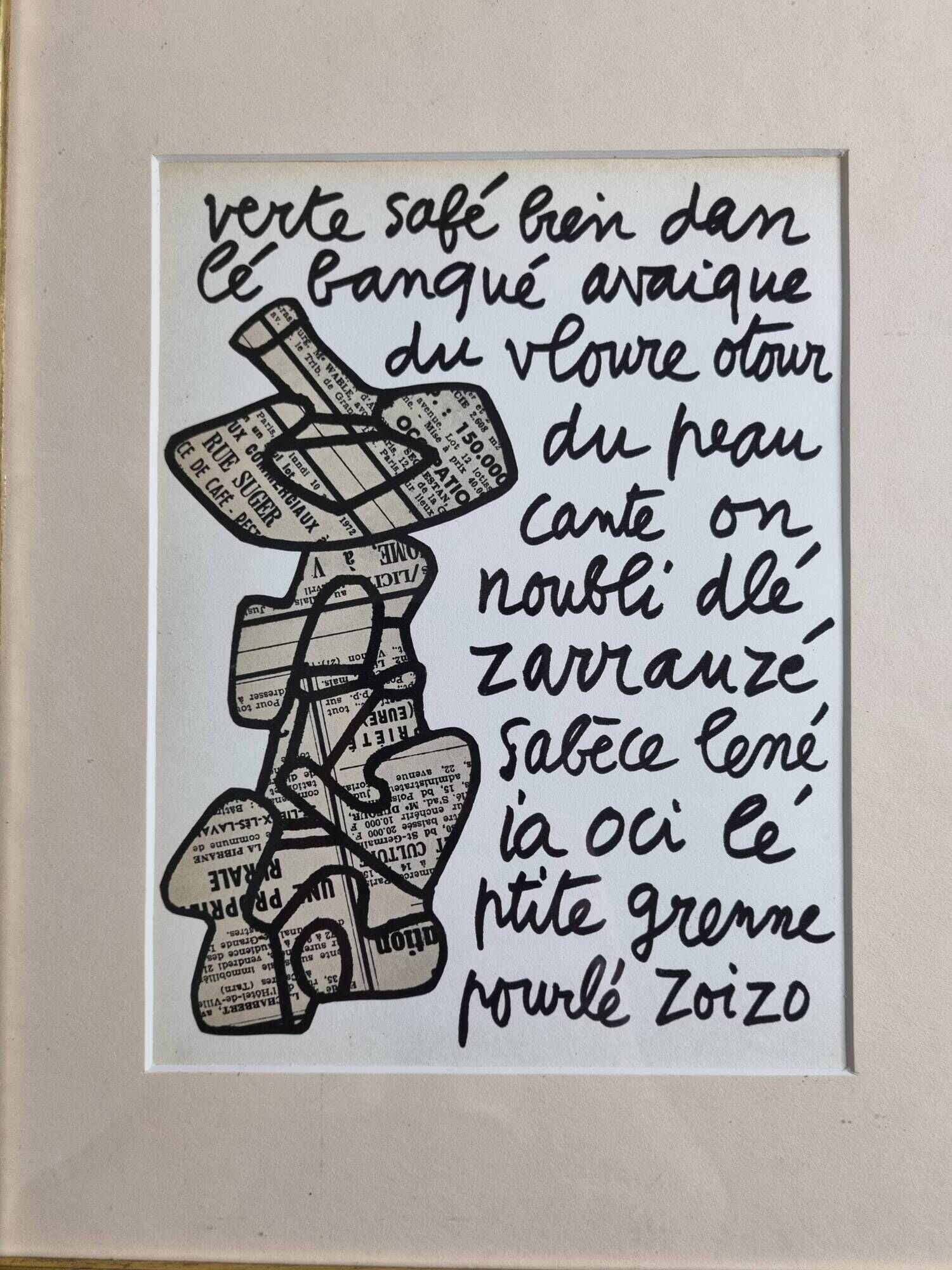 Screenprint after Jean Dubuffet framed under glass 26 cm by 32 cm