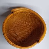 Panier en osier peint jaune d'or, 39 cm