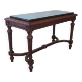 Coffee table - black marble top - Louis XIII style - H-shaped crossbar base