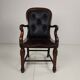 Victorian English Walnut & Leather Library Desk Chair