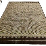 6x9 Yellow Brown Vintage Kilim Rug 199x264Cm