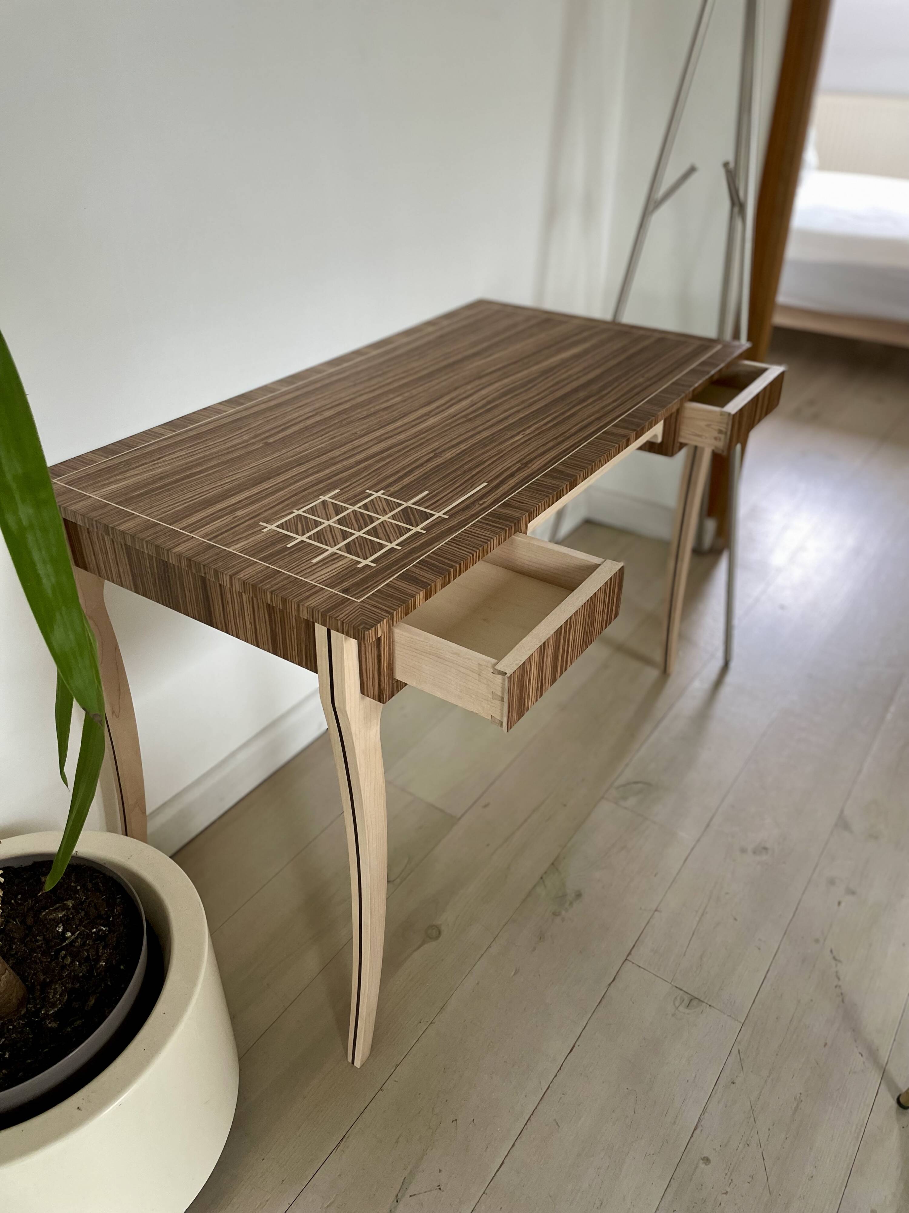 Zebrano marquetry desk